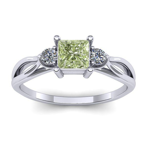 Inel logodna cu diamant de laborator verde patrat