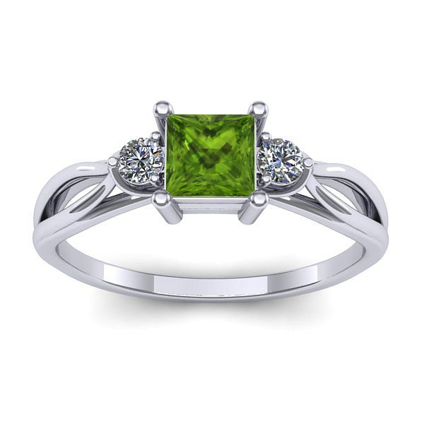 Inel cu peridot patrat