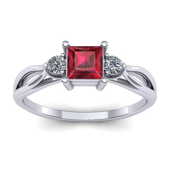 Inel cu rubin patrat