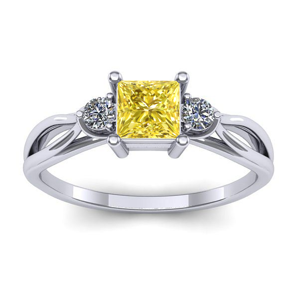 Inel de logodna cu safir galben patrat