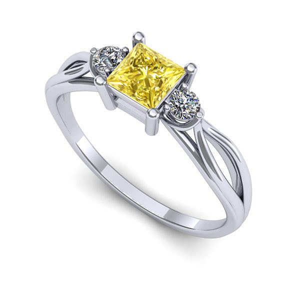 Inel din aur alb cu safir galben