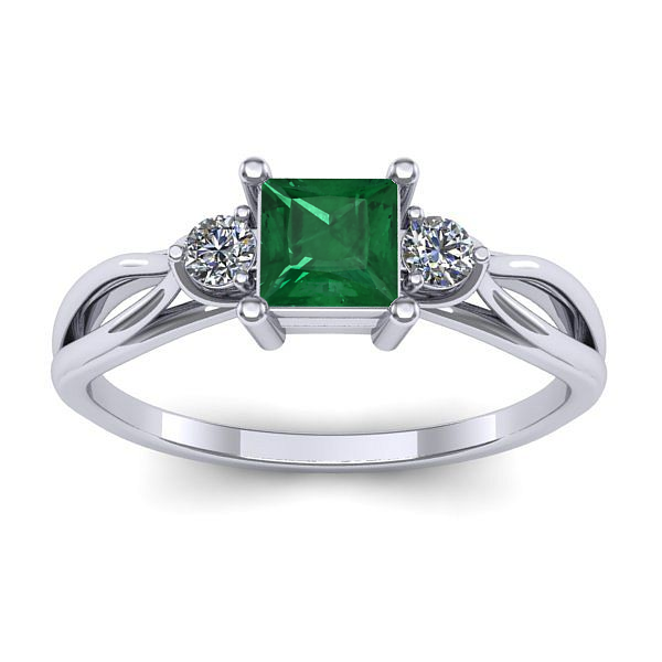 Inel cu smarald patrat