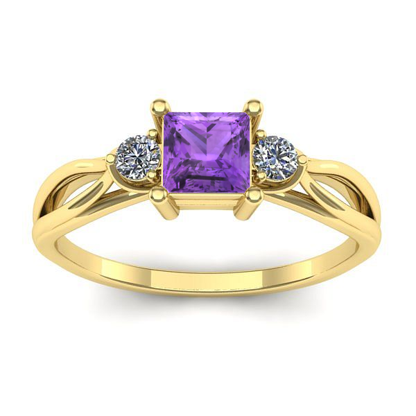 Inel logodna cu ametist patrat