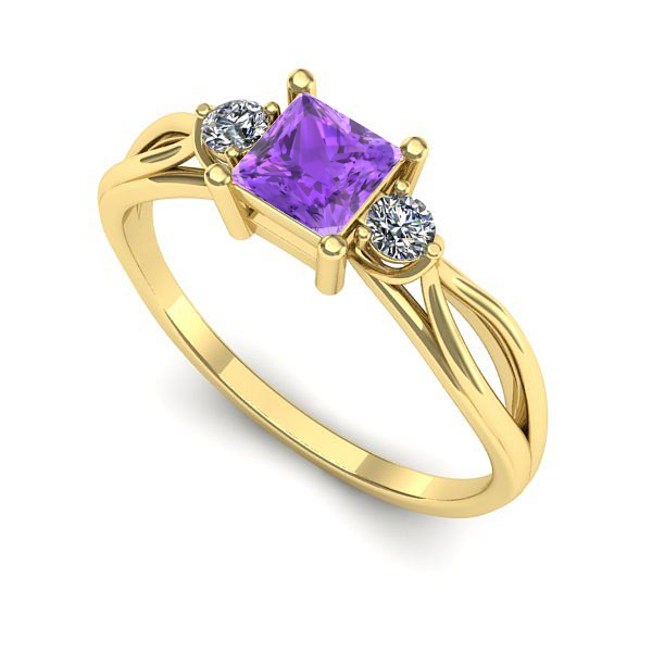 Inel din aur galben cu ametist