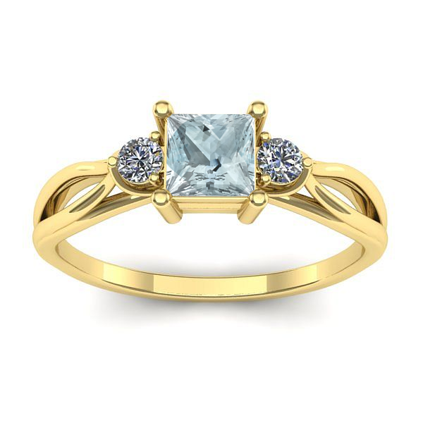 Inel cu aquamarin patrat