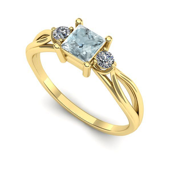 Inel din aur galben cu aquamarin