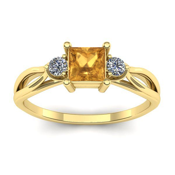 Inel cu citrin patrat