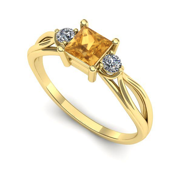 Inel logodna din aur galben cu citrin