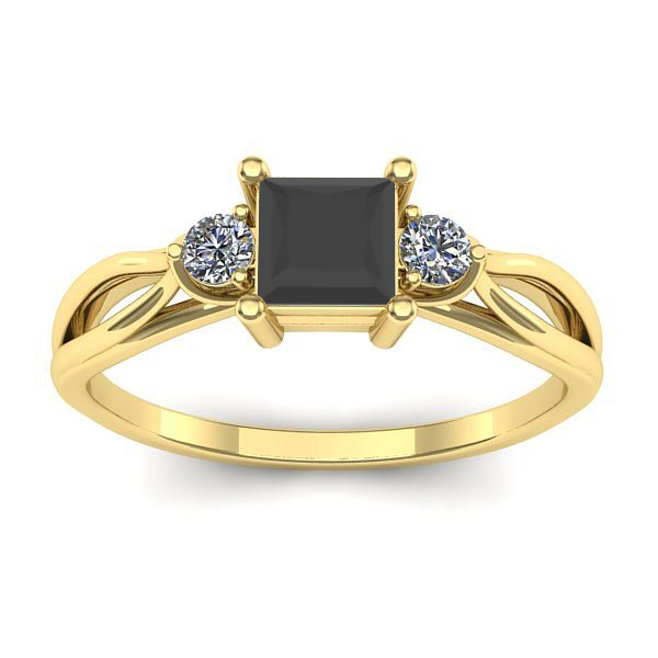 Inel de logodna cu diamant negru patrat