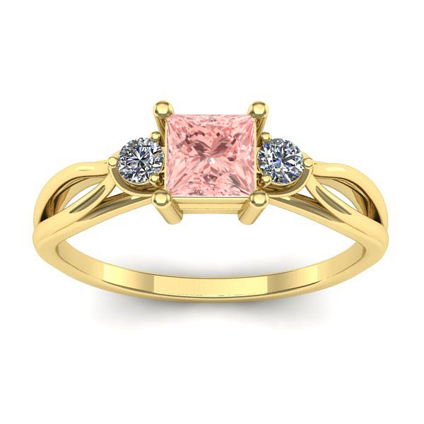 Inel de logodna cu diamant de laborator roz patrat