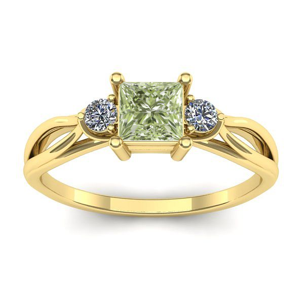 Inel de logodna cu diamant de laborator verde patrat