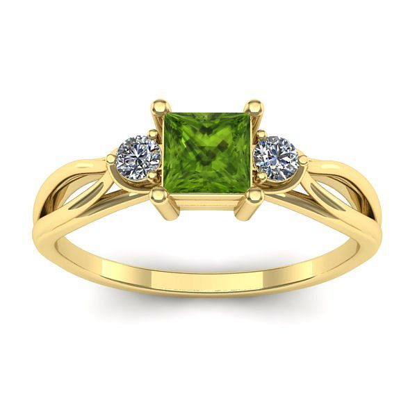 Inel logodna cu peridot patrat