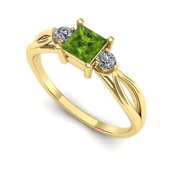 Inel logodna din aur galben cu peridot