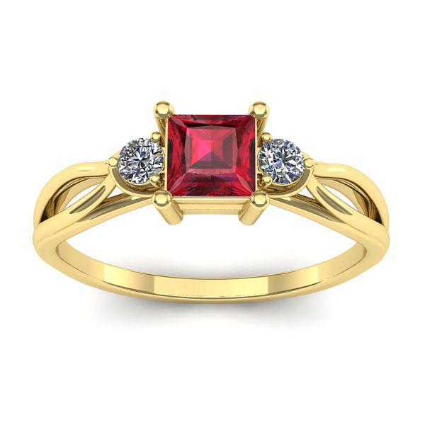 Inel cu rubin patrat