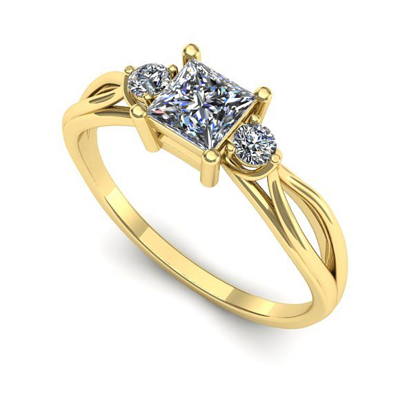 Inel de logodna din aur galben cu safir alb