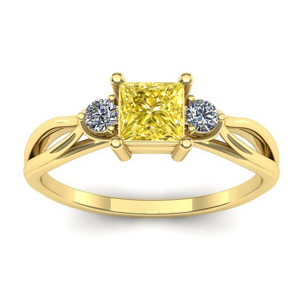 Inel cu safir galben patrat