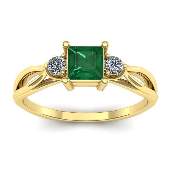 Inel de logodna cu smarald patrat