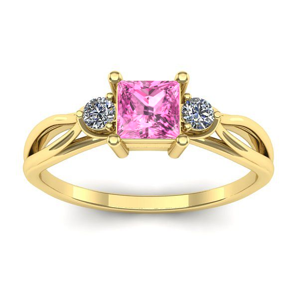 Inel de logodna cu safir roz patrat