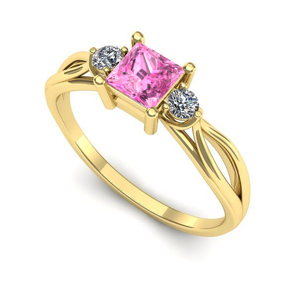 Inel din aur galben cu safir roz