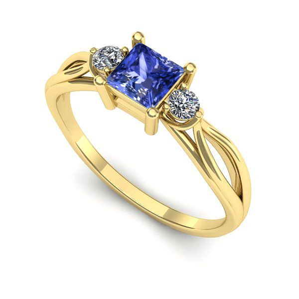 Inel de logodna din aur galben cu tanzanit