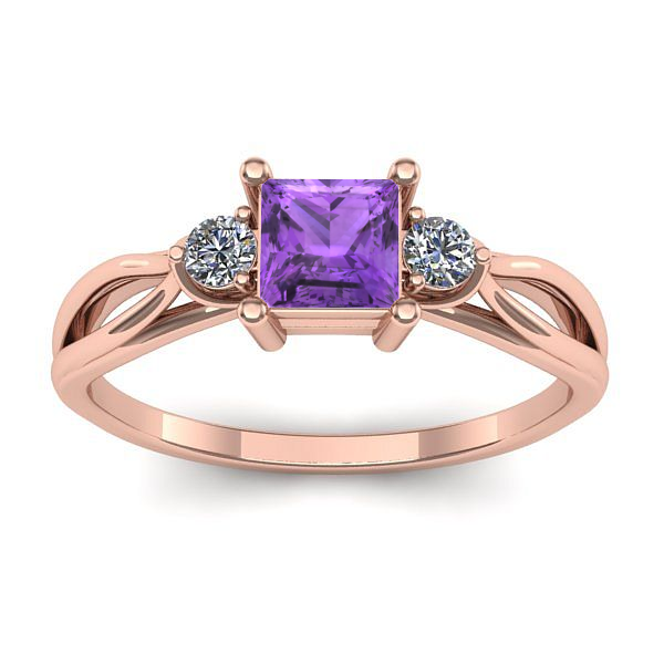 Inel cu ametist patrat