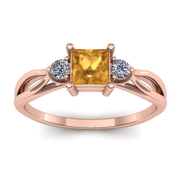 Inel cu citrin patrat