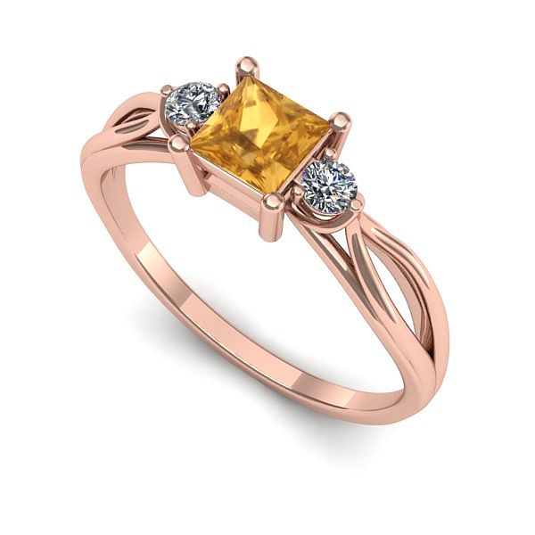 Inel din aur roz cu citrin