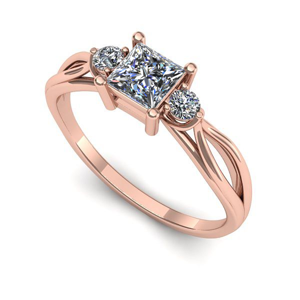 Inel din aur roz cu diamant