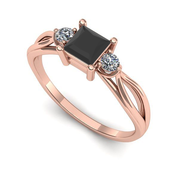 Inel de logodna din aur roz cu diamant negru