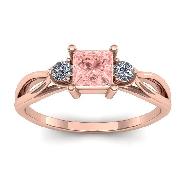 Inel de logodna cu diamant de laborator roz patrat