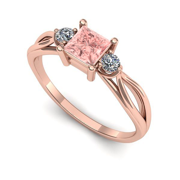 Inel de logodna din aur roz cu diamant de laborator roz