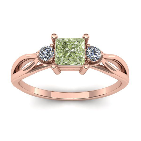 Inel cu diamant de laborator verde patrat