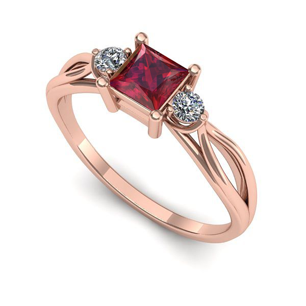 Inel logodna din aur roz cu rubin