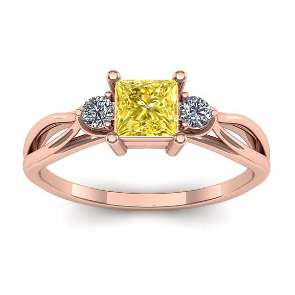 Inel cu safir galben patrat