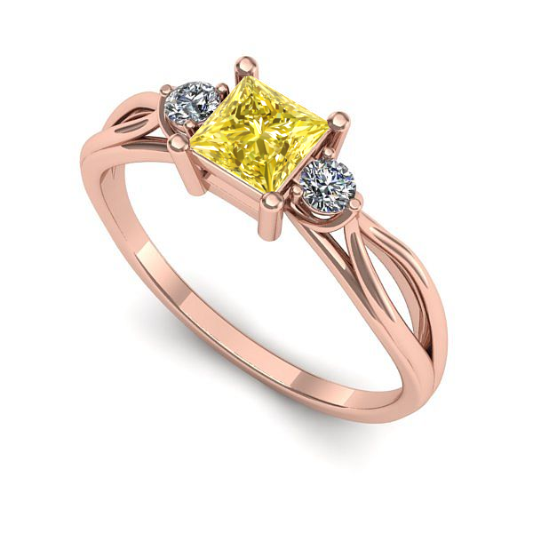 Inel din aur roz cu safir galben