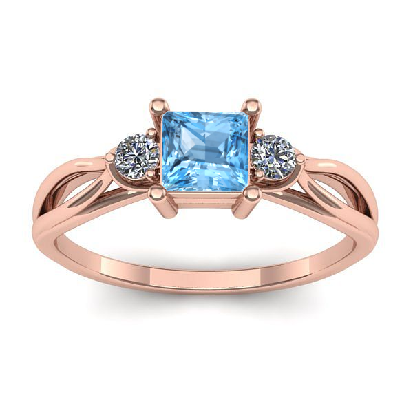 Inel logodna cu topaz blue patrat