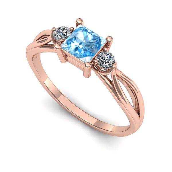 Inel din aur roz cu topaz blue