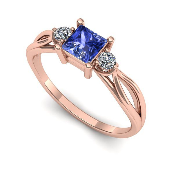 Inel din aur roz cu tanzanit