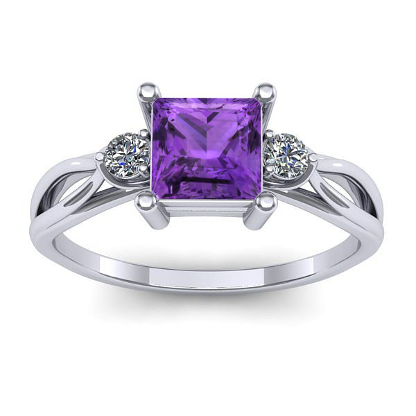 Inel cu ametist patrat