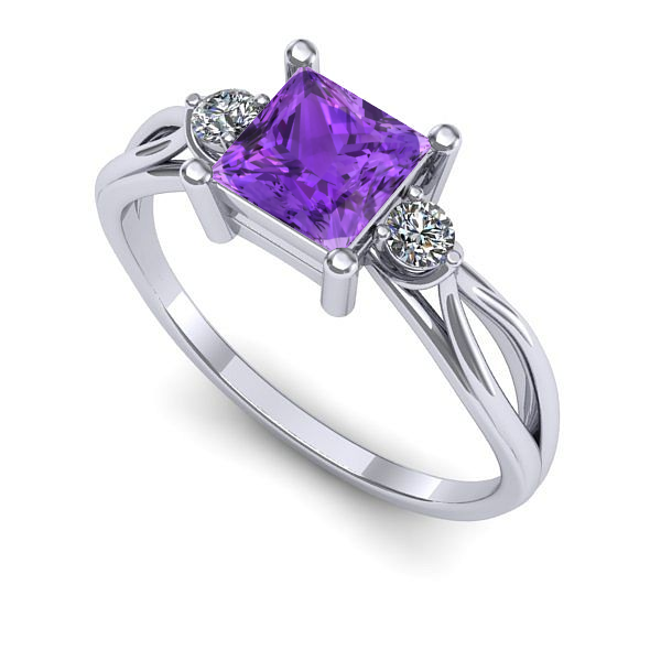 Inel din aur alb cu ametist