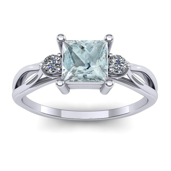 Inel logodna cu aquamarin patrat