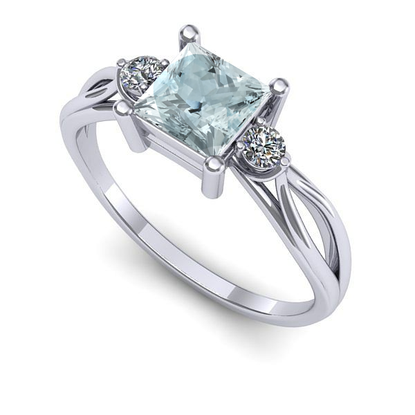 Inel de logodna din aur alb cu aquamarin