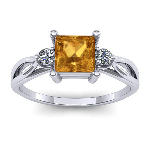 Inel cu citrin patrat