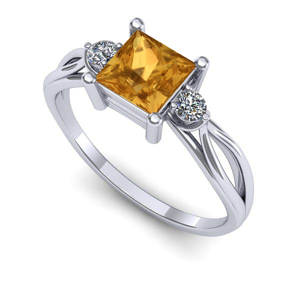 Inel de logodna din aur alb cu citrin