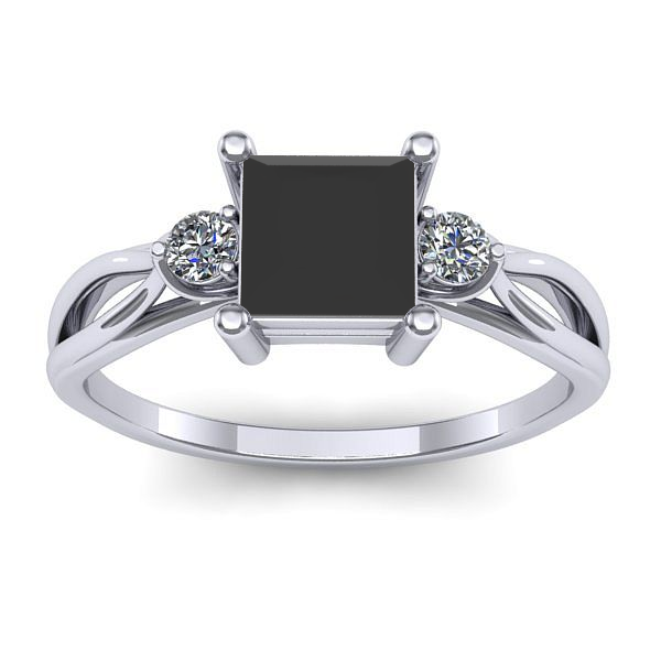 Inel de logodna cu diamant negru patrat