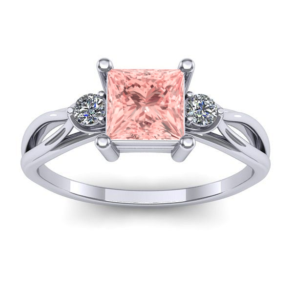 Inel logodna cu diamant de laborator roz patrat