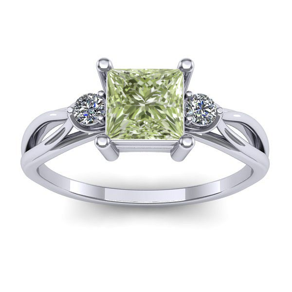 Inel de logodna cu diamant de laborator verde patrat