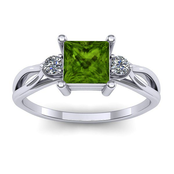 Inel cu peridot patrat