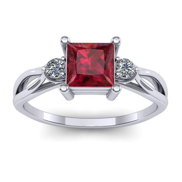 Inel logodna cu rubin patrat