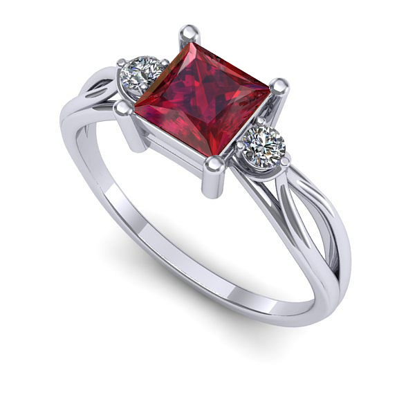 Inel din aur alb cu rubin